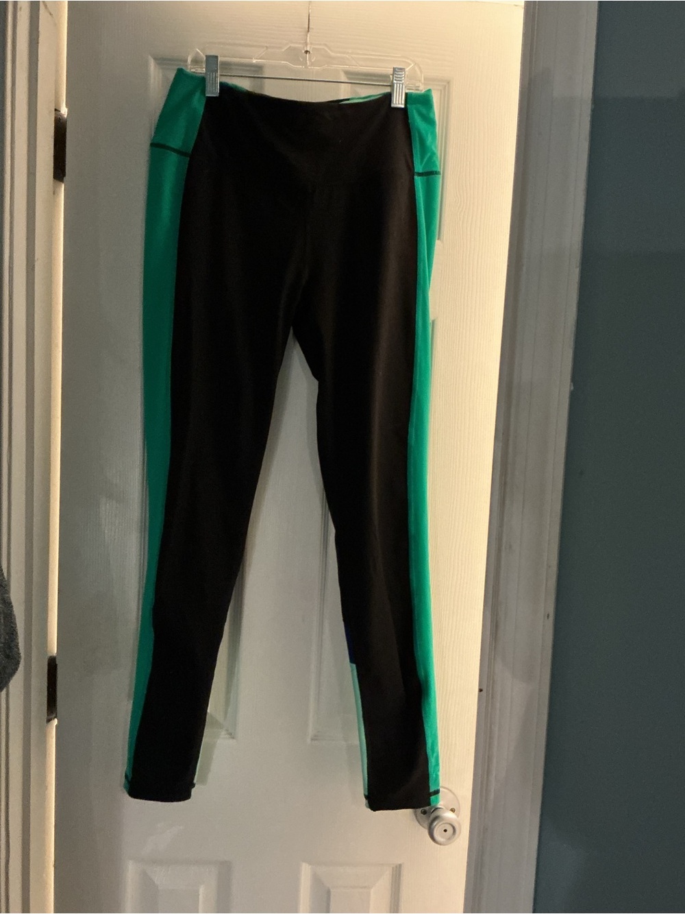 Victoria's Secret Black Leggings with Teal Side Panels